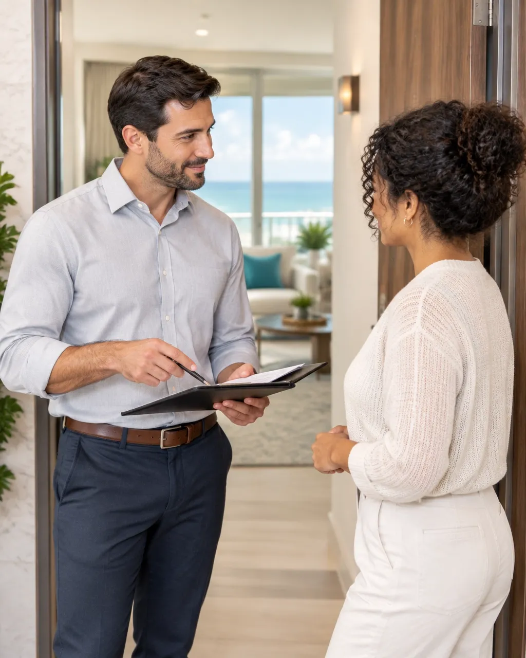 Property manager inspecting a residential community
