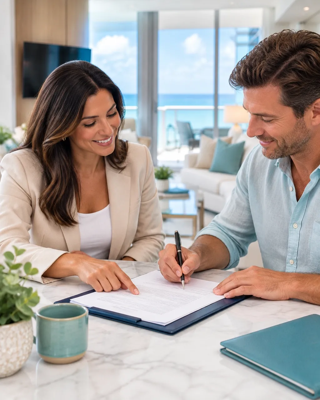 Lease paperwork being reviewed by a property manager